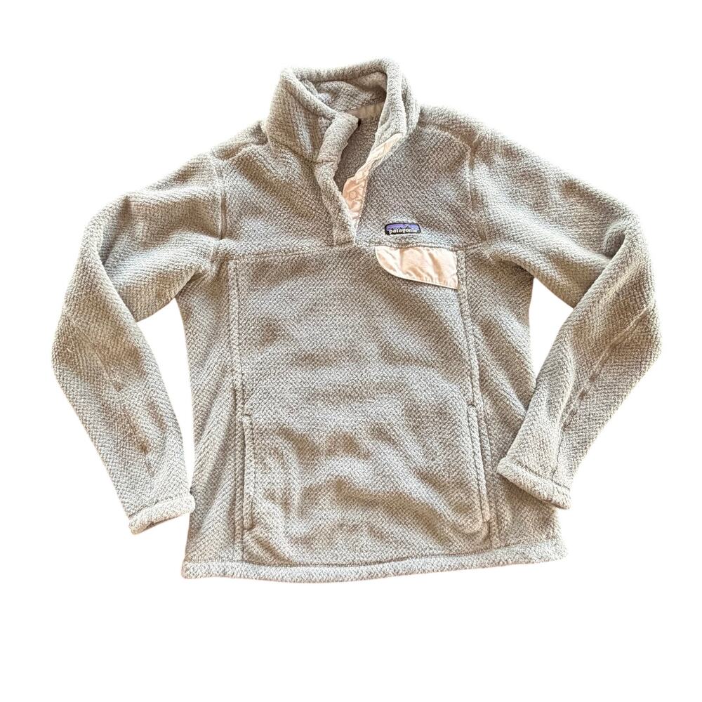 Patagonia Women's Re-Tool Snap-T Pullover Gray with pink trim medium Fleece